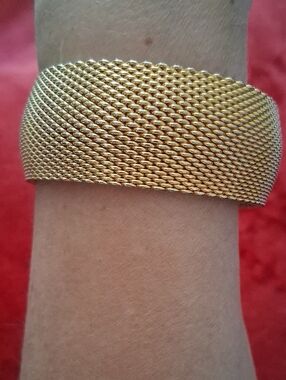 Elegant Gold Mesh Cuff Bracelet - Women Jewelry Bracelets